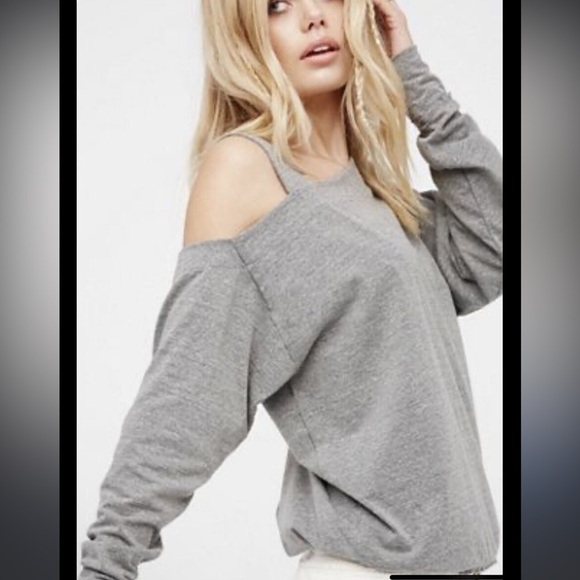We The Free Tops - We The Free Gray Off Shoulder Oversized Too XS